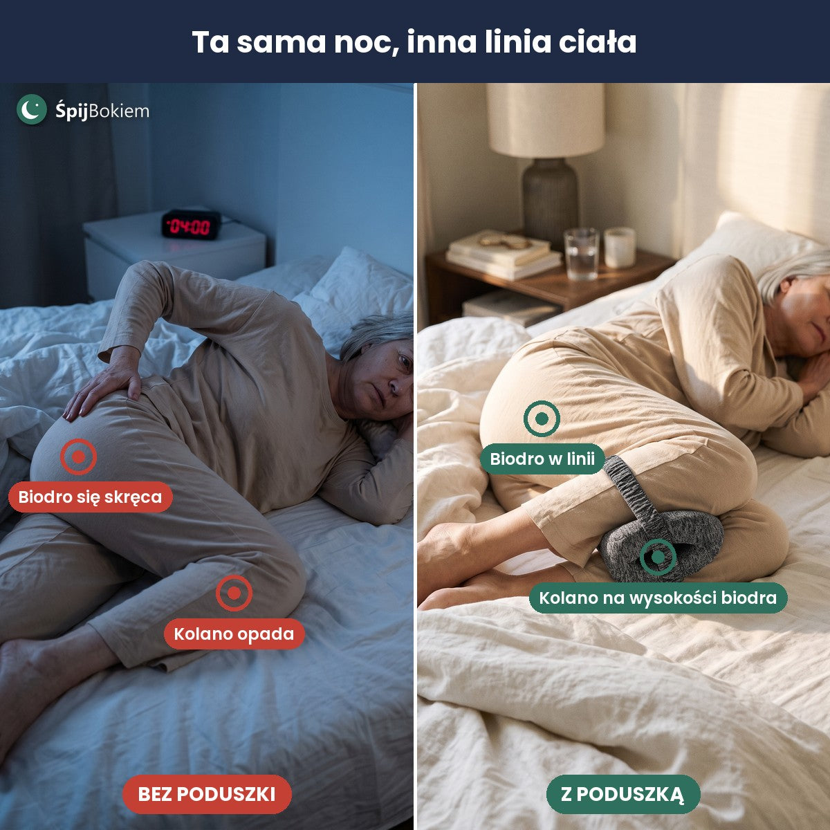 Bez poduszki i z poduszką
